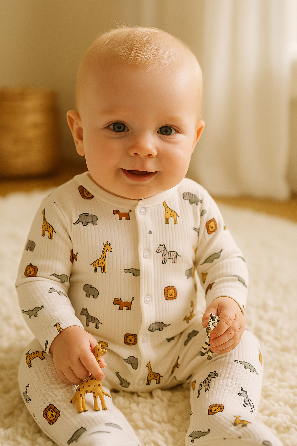 ORGANIC COTTON SAFARI PRINT SLEEPSUIT