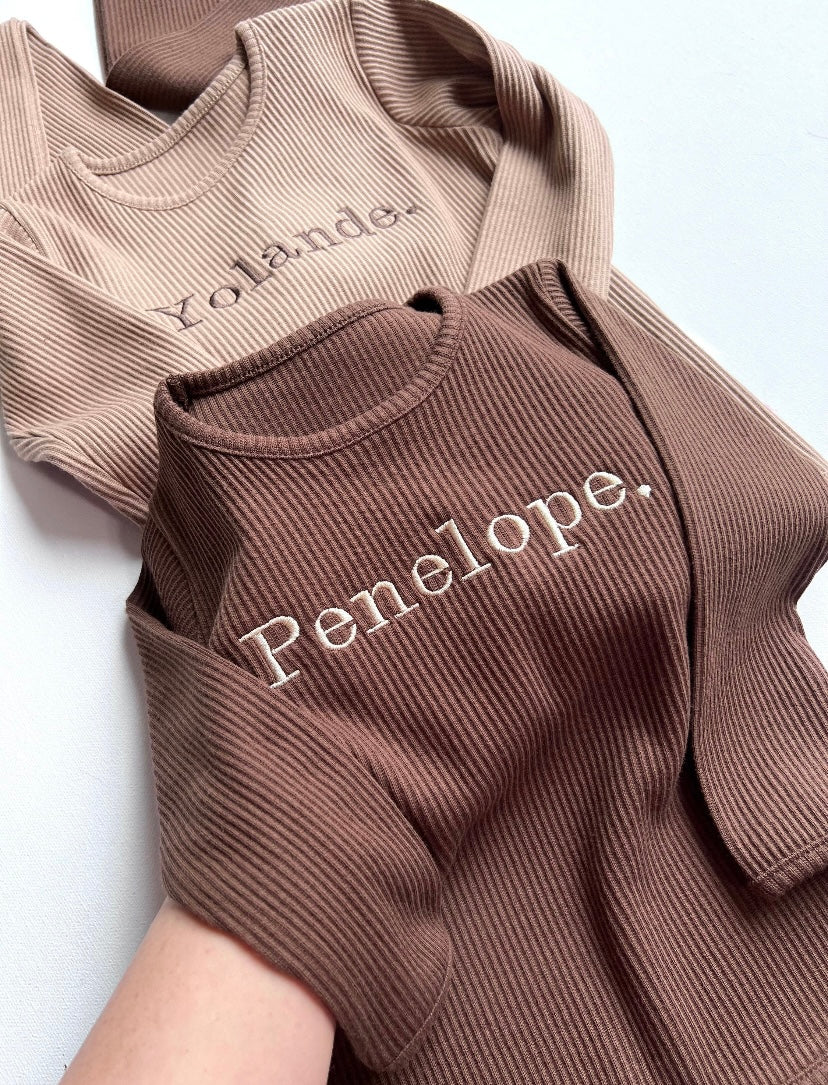 PERSONALISED RIBBED LOUNGEWEAR SET