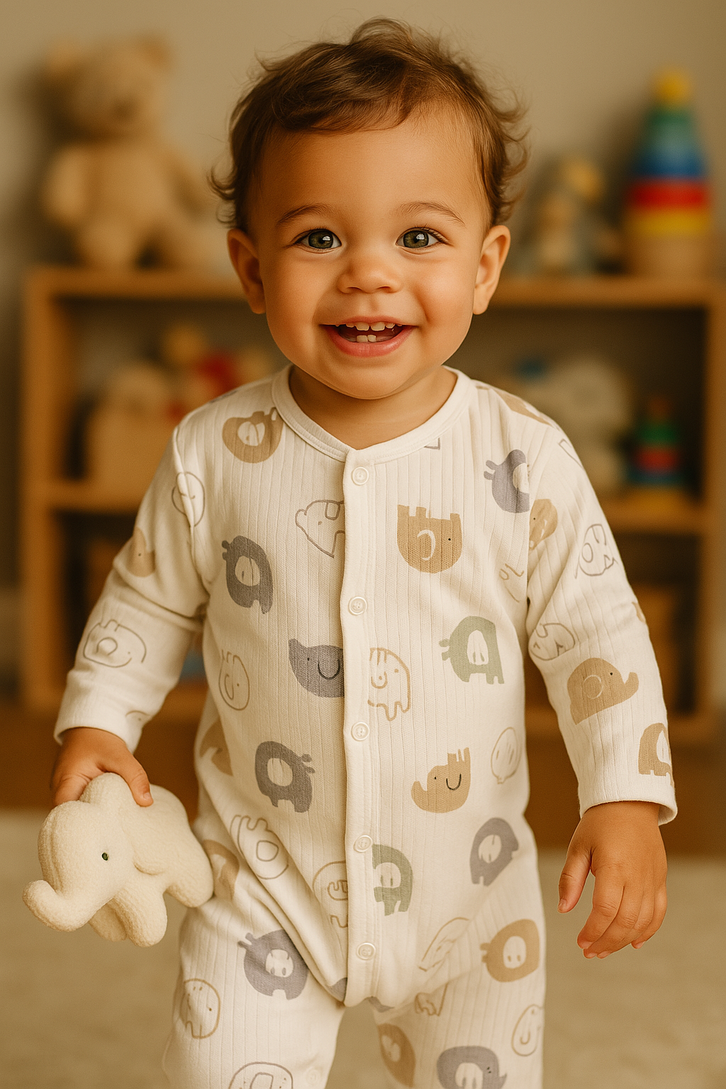 NEW BABY GIFT SET - ORGANIC COTTON- NEUTRAL ELEPHANT