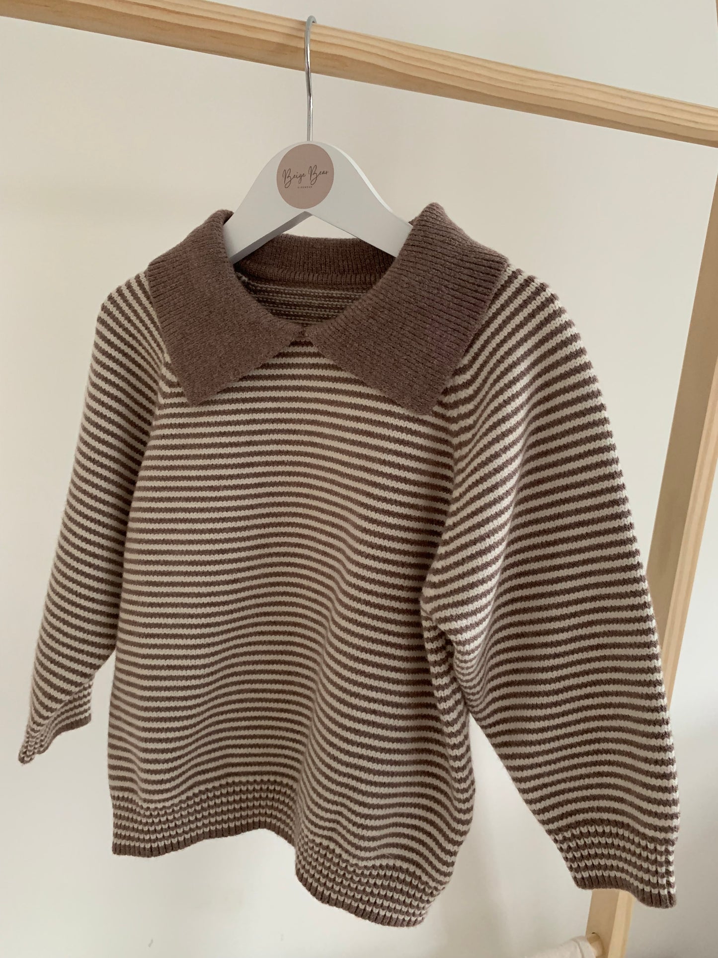 BROWN STRIPED COLLARED JUMPER