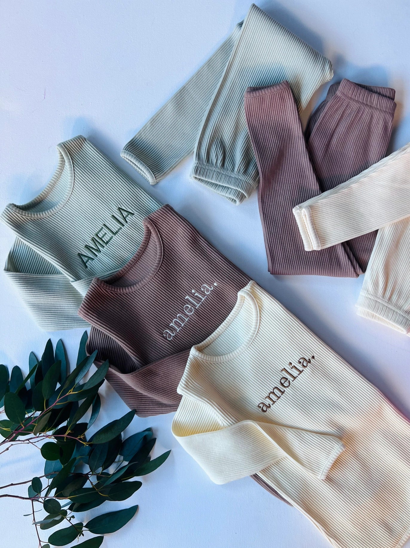 PERSONALISED RIBBED LOUNGEWEAR SET
