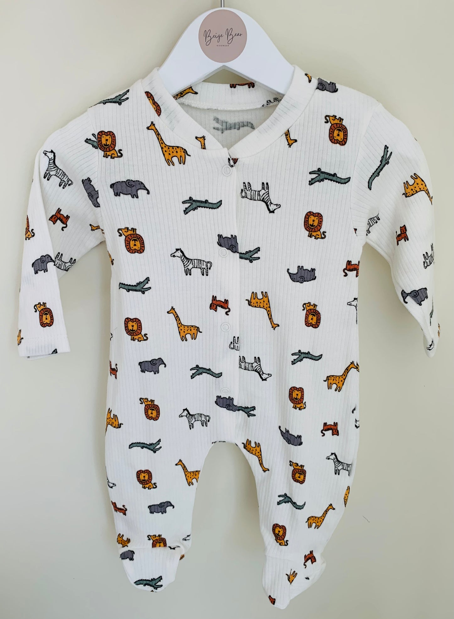 ORGANIC COTTON SAFARI PRINT SLEEPSUIT