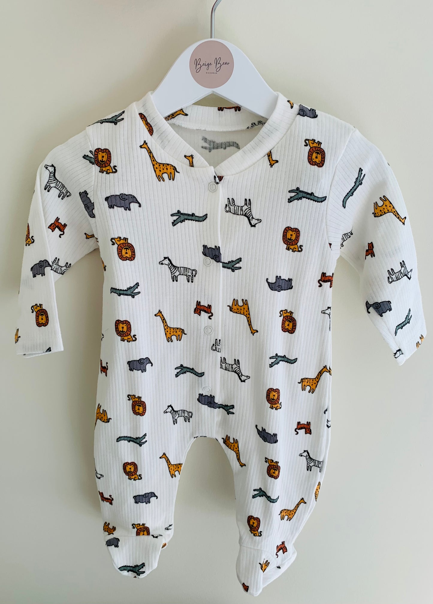 ORGANIC COTTON SAFARI PRINT SLEEPSUIT