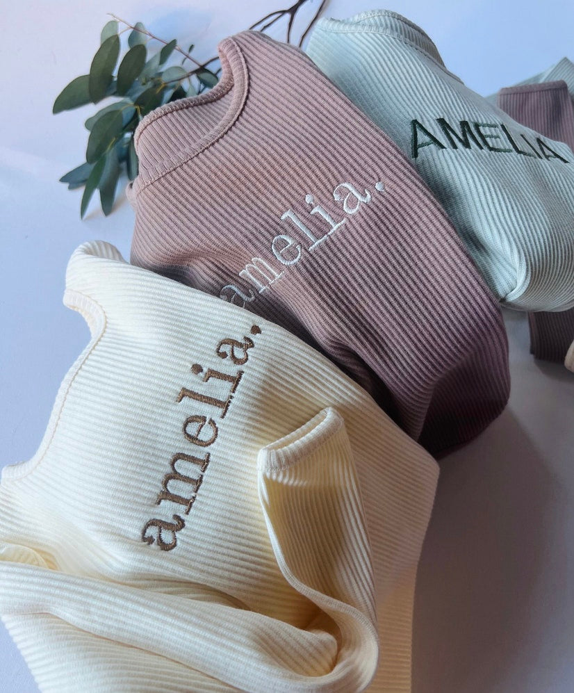 PERSONALISED RIBBED LOUNGEWEAR SET