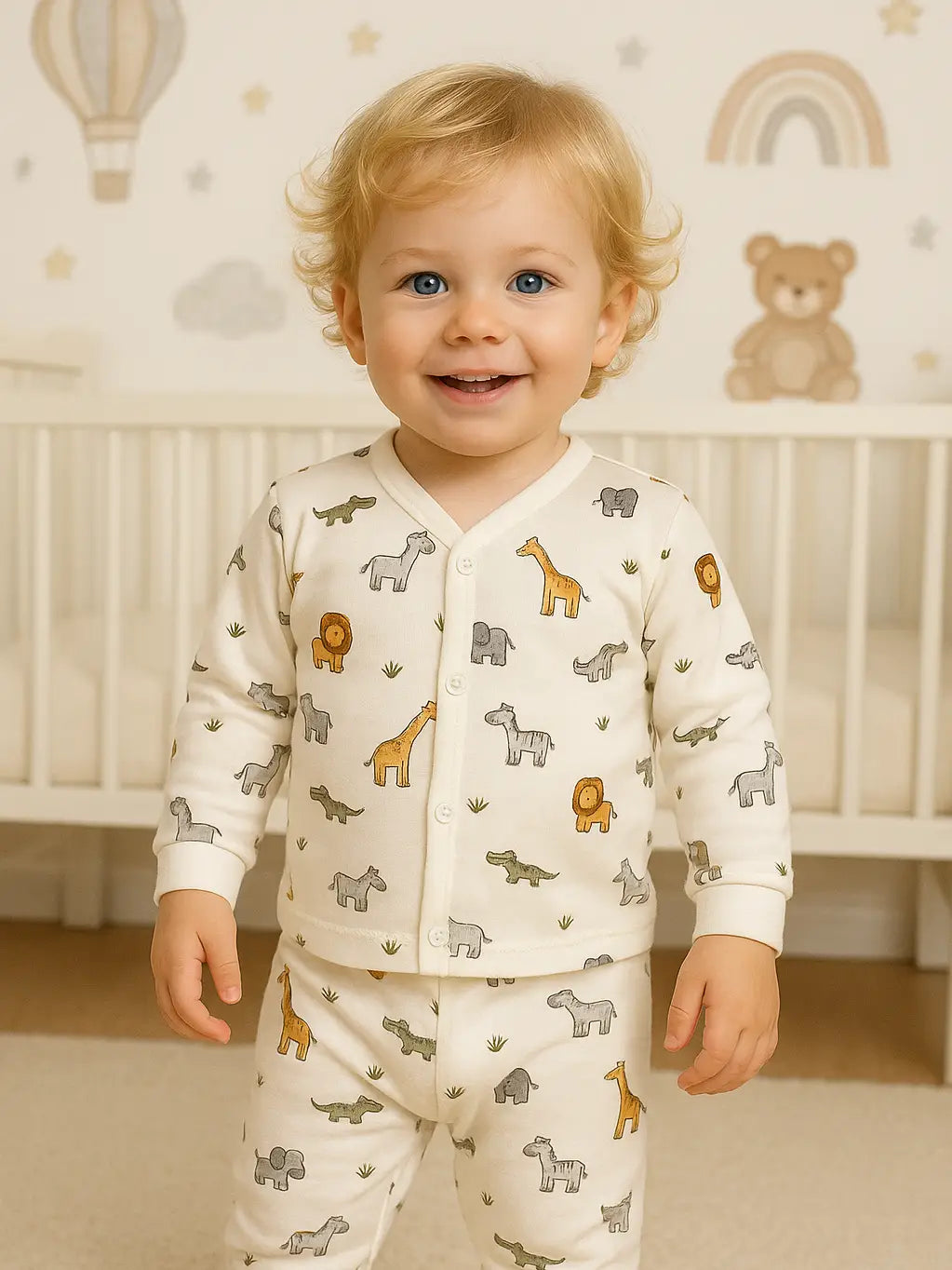 NEW BABY GIFT SET - ORGANIC COTTON - SAFARI PJS