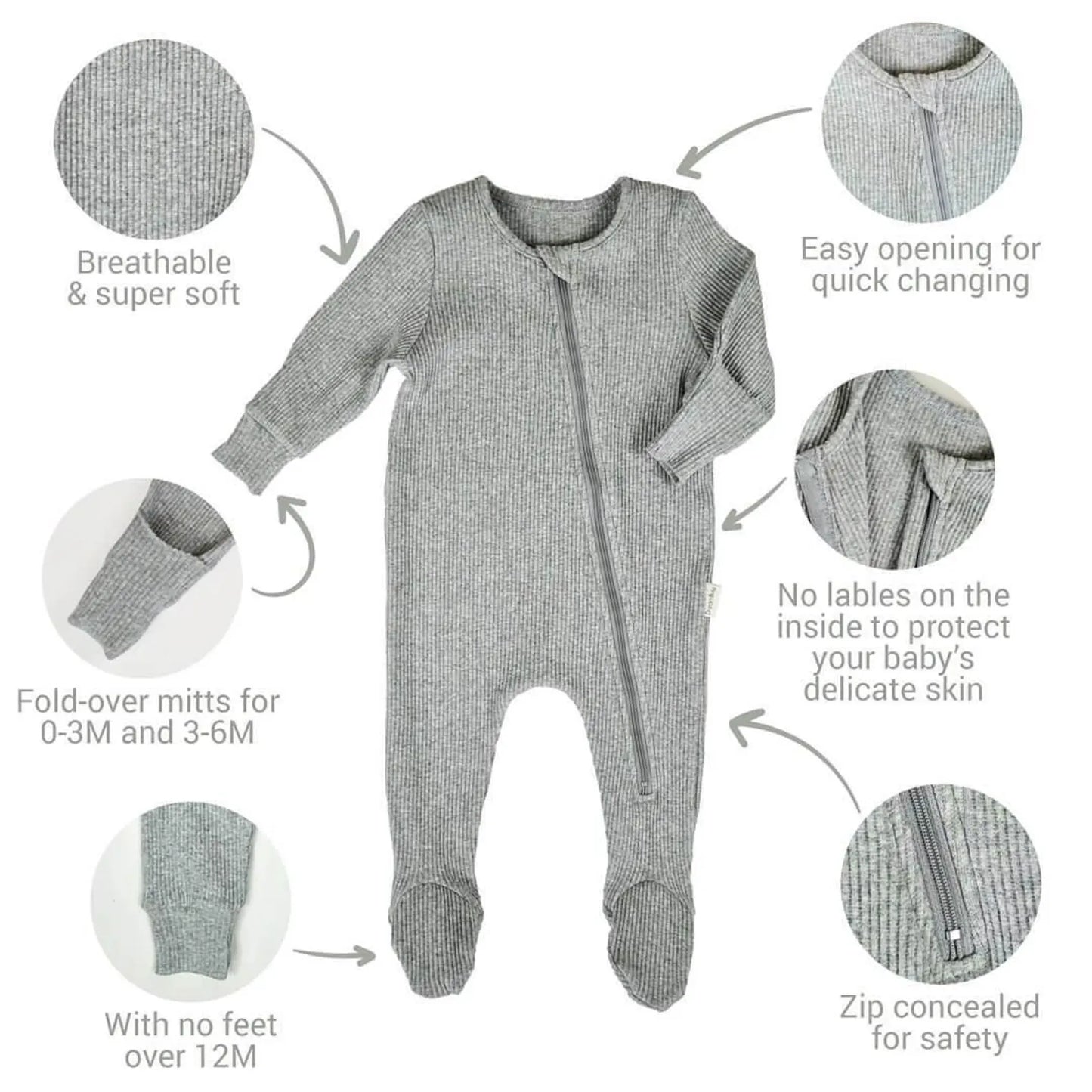 PERSONALISED CHRISTMAS ZIP SLEEPSUIT - INITIAL SANTA HAT