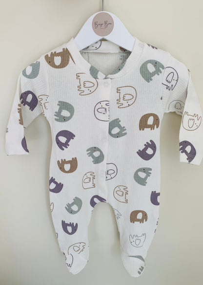 NEW BABY GIFT SET - ORGANIC COTTON- NEUTRAL ELEPHANT