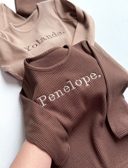 PERSONALISED RIBBED LOUNGEWEAR SET