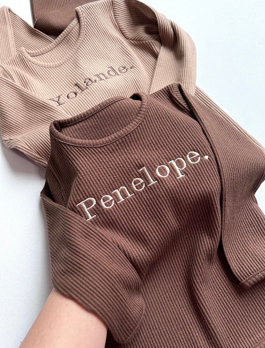 PERSONALISED RIBBED LOUNGEWEAR SET