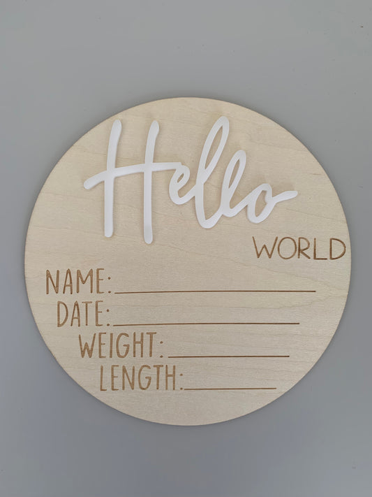 NEW BABY HELLO WORLD BIRTH ANNOUCEMENT DISC