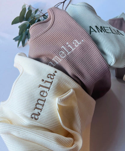 PERSONALISED RIBBED LOUNGEWEAR SET